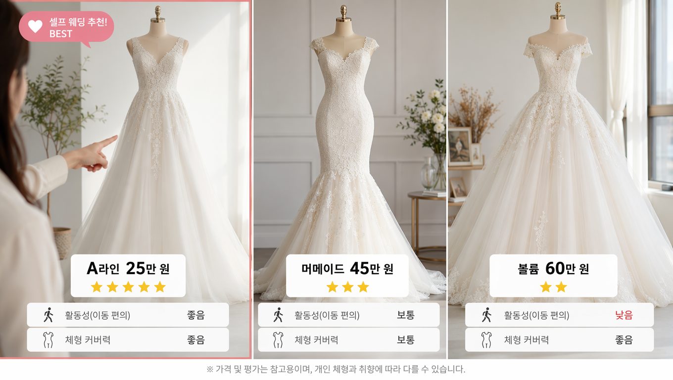 웨딩드레스 종류별 특징과 셀프웨딩에 어울리는 스타일