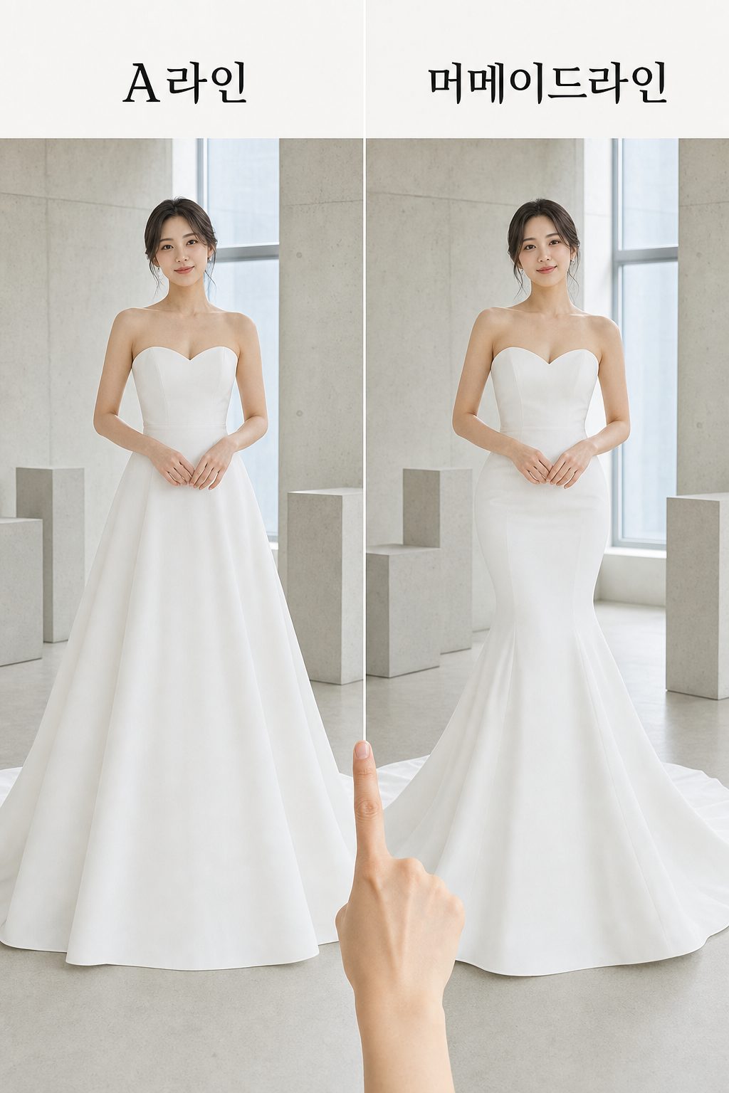 웨딩드레스 라인 추천 A라인과 머메이드라인 비교