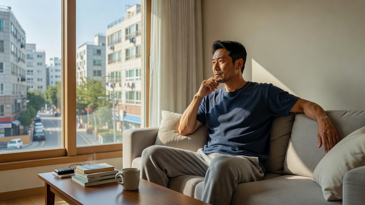 40대 남자 미혼율 추이를 보여주는 서울 중년 남성의 일상