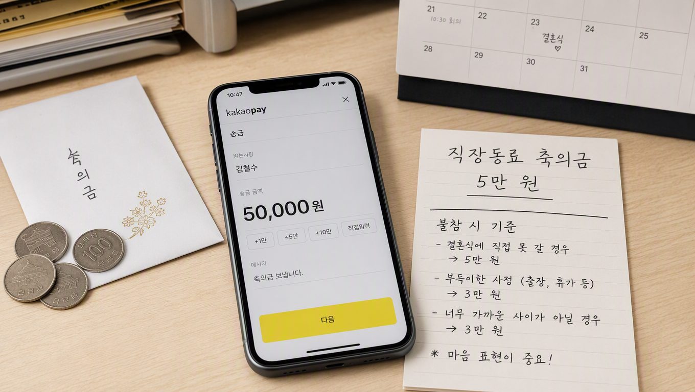 직장동료 축의금 불참 시 축의금 보내는 기준과 방법