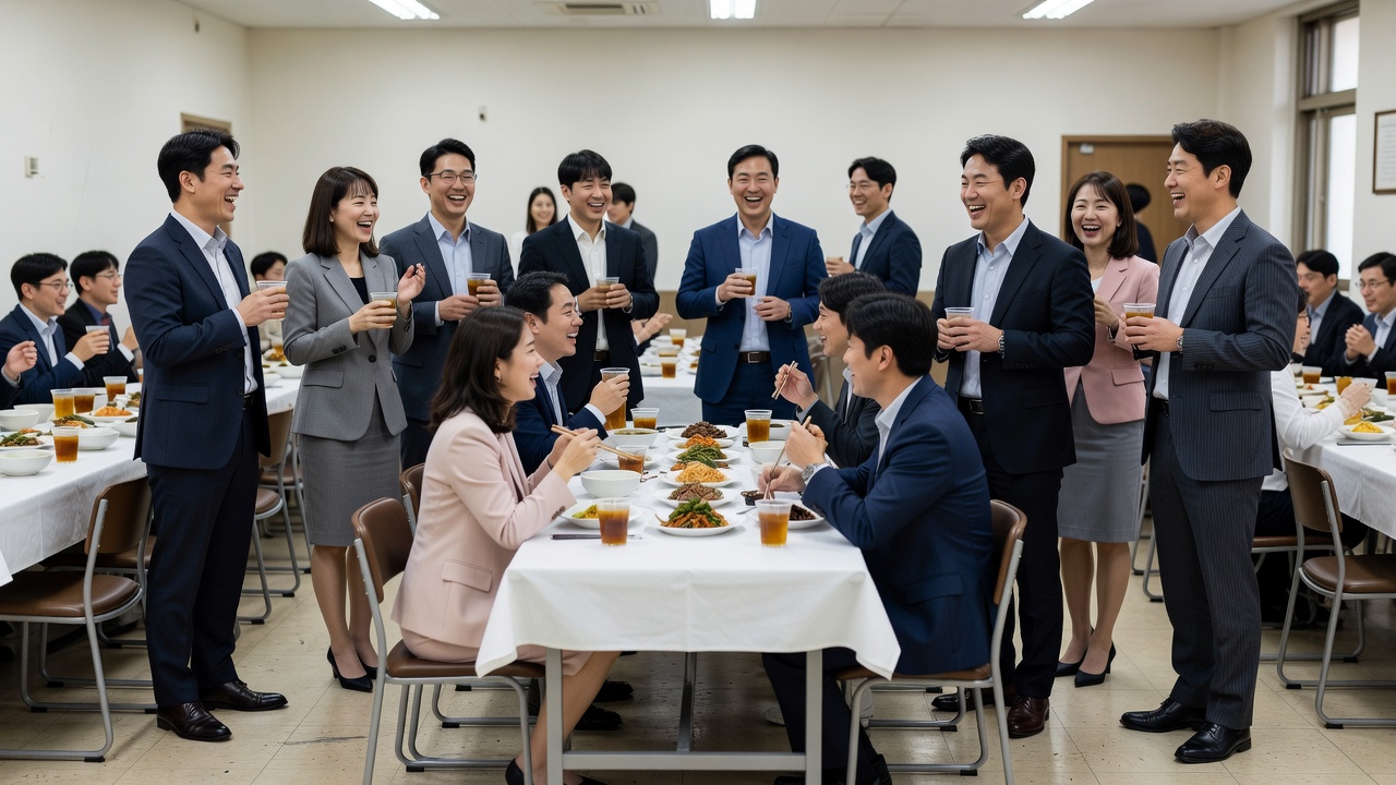 직장동료 축의금 기준을 보여주는 결혼식 참석 장면