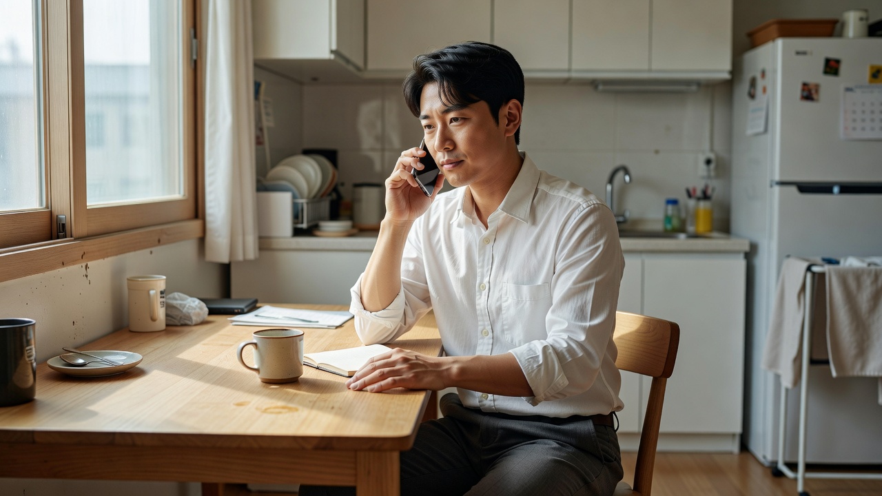 동료 결혼식 가야하나 고민 끝에 연락하는 모습