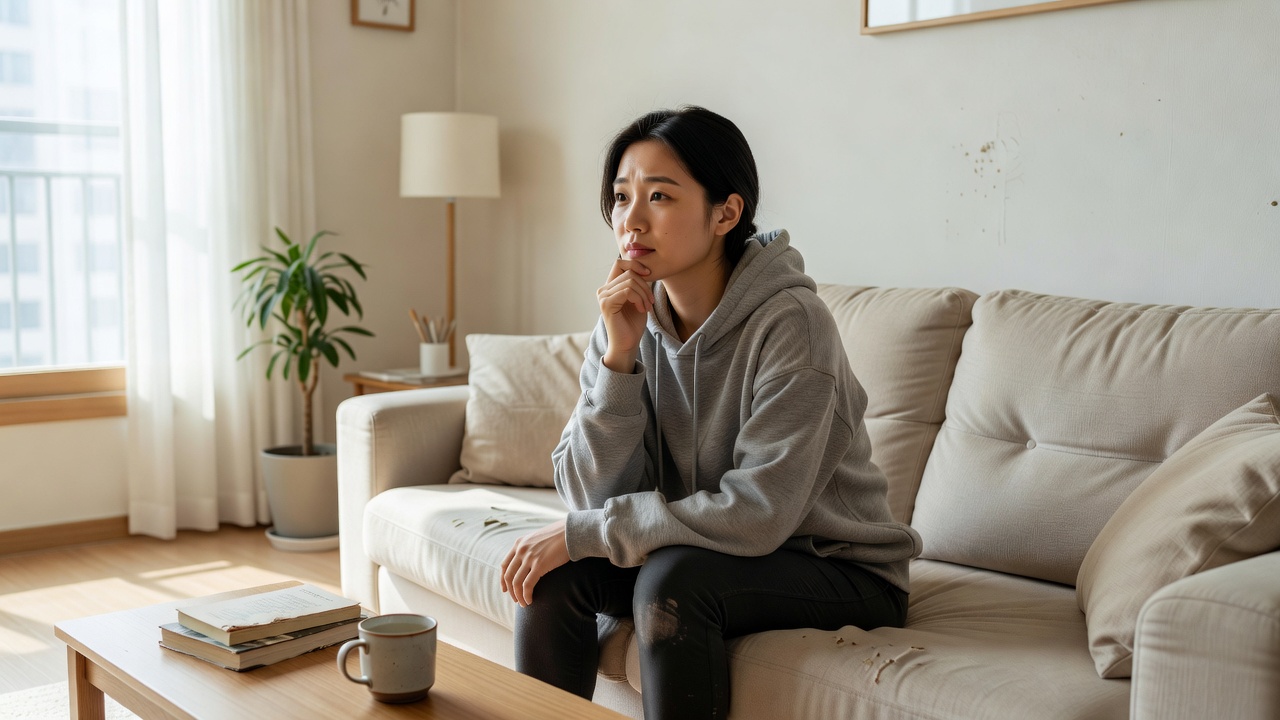 결혼식 가는 기준을 고민하는 여성의 일상 모습
