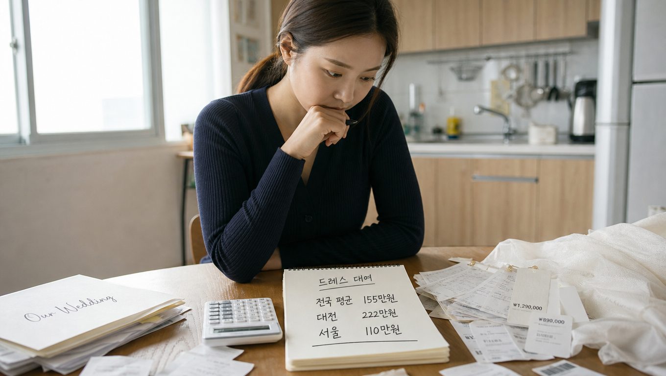 드레스 대여 비용의 전국 평균과 지역 차이 결혼 평균나이