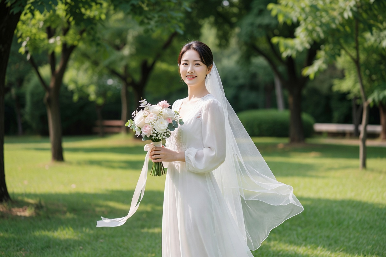 셀프웨딩 촬영에 2–4개로 제한한 웨딩 소품 활용 모습
