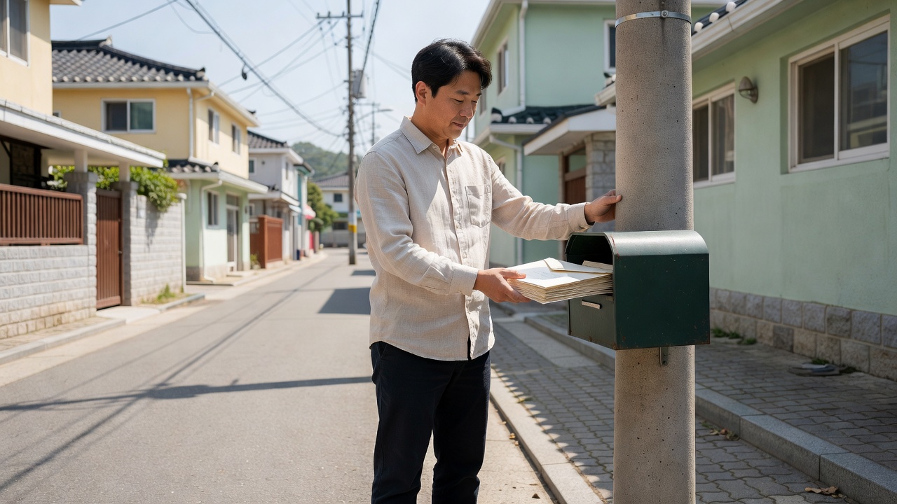 웨딩 청첩장을 결혼식 몇 주 전에 보내는 모습